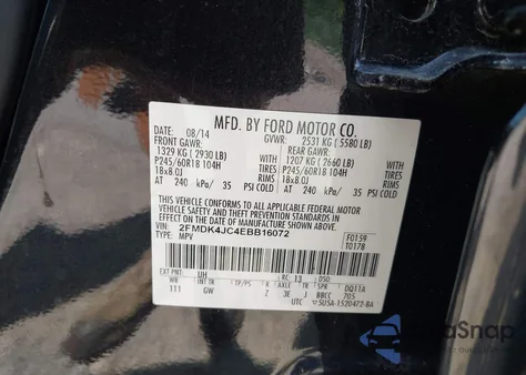 2014 Ford Edge Sel from USA, damaged, VIN 2FMDK4JC4EBB16072